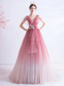 In Stock:Ship in 48 Hours Fashion Pink Sequins V-neck Prom Dress