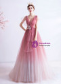 In Stock:Ship in 48 Hours Fashion Pink Sequins V-neck Prom Dress