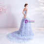 In Stock:Ship in 48 Hours Blue White Tulle Spaghetti Straps Prom Dress