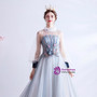 In Stock:Ship in 48 Hours Blue Illusion Appliques Prom Dress