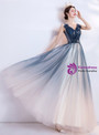 In Stock:Ship in 48 Hours Blue Sequins Pleats Prom Dress