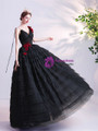 In Stock:Ship in 48 hours Black V-neck Pleats Prom Dress