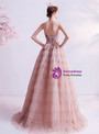 In Stock:Ship in 48 Hours Pink Tulle Pleats Prom Dress