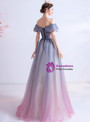 In Stock:Ship in 48 Hours Blue Purple Off the Shoulder Prom Dress