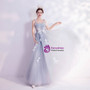 In Stock:Ship in 48 Hours Gray Tulle Appliques Pleats Prom Dress