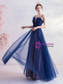 In Stock:Ship in 48 Hours Navy Blue Tulle Pleats Prom Dress