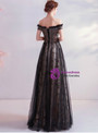 In Stock:Ship in 48 Hours Black Tulle Sequins Prom Dress