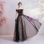 In Stock:Ship in 48 Hours Black Tulle Sequins Prom Dress