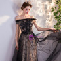 In Stock:Ship in 48 Hours Black Tulle Sequins Prom Dress