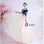 In Stock:Ship in 48 Hours Champagne Tulle Straps Appliques Prom Dress