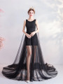 In Stock:Ship in 48 hours Black Appliques Prom Dress