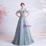 In Stock:Ship in 48 Hours A-Line Blue Tulle Sequins Appliques Prom Dress