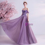 In Stock:Ship in 48 Hours Purple Tulle Appliques Beading Prom Dress