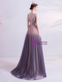 In Stock:Ship in 48 Hours Purple V-neck Tulle Prom Dress