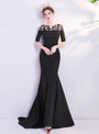In Stock:Ship in 48 Hours Black Mermaid Appliques Prom Dress