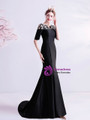 In Stock:Ship in 48 Hours Black Mermaid Appliques Prom Dress