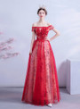 In Stock:Ship in 48 Hours Red Sequins Appliques Beading Prom Dress