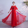 In Stock:Ship in 48 Hours Red Tulle Appliques Short Sleeve Prom Dress