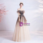 In Stock:Ship in 48 Hours Coffee Tulle Appliques Prom Dress