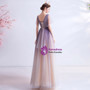 In Stock:Ship in 48 Hours Ilusion Purple V-neck Prom Dress