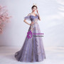 In Stock:Ship in 48 Hours Purple Sequins Tulle Appliques Prom Dress