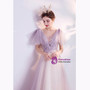 In Stock:Ship in 48 Hours Light Purple Illusion V-neck Appliques Prom Dress