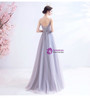 In Stock:Ship in 48 Hours Purple Tulle V-neck Beading Prom Dress