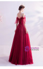 In Stock:Ship in 48 Hours Burgundy Tulle Sequins Beading Prom Dress