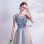 In Stock:Ship in 48 Hours Blue Beading Tulle Backless Prom Dress