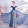 In Stock:Ship in 48 Hours Blue Tulle Sequins Beading Pleats Prom Dress