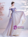 In Stock:Ship in 48 Hours Purple Sequins Pleats Beading Prom Dress
