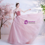 In Stock:Ship in 48 Hours Pink Tulle Velvet Illusion Back Prom Dress