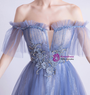 In Stock:Ship in 48 Hours Blue Sequins Beading Pleats Prom Dress