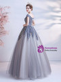 In Stock:Ship in 48 Hours Elegant Blue Tulle Sequins Prom Dress