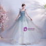 In Stock:Ship in 48 Hours Blue Tulle Straps Sequins Prom Dress