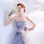 In Stock:Ship in 48 Hours Blue Strapless Beading Prom Dress