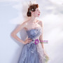 In Stock:Ship in 48 Hours Blue Strapless Beading Prom Dress