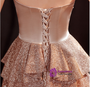 In Stock:Ship in 48 Hours Gold Sequins Strapless Prom Dress
