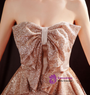 In Stock:Ship in 48 Hours Gold Sequins Strapless Prom Dress