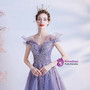 In Stock:Ship in 48 Hours Purple Sequins Appliques Beading Prom Dress