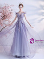 In Stock:Ship in 48 Hours Purple Sequins Appliques Beading Prom Dress