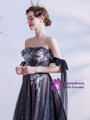 In Stock:Ship in 48 Hours Black Strapless Sequins Prom Dress
