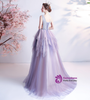 In Stock:Ship in 48 hours Purple Tulle V-neck Prom Dress
