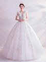 In Stock:Ship in 48 Hours Sexy White Tulle Appliques Wedding Dress