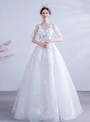 In Stock:Ship in 48 Hours White Tulle 3D Appliques Wedding Dress