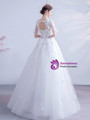 In Stock:Ship in 48 Hours White Tulle 3D Appliques Wedding Dress