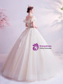 In Stock:Ship in 48 Hours Champagne Tulle Appliques Wedding Dress