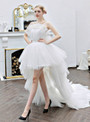 In Stock:Ship in 48 Hours White Tulle Hi Lo Wedding Dress