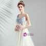 In Stock:Ship in 48 Hours White Tulle Blue Appliques Wedding Dress