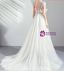 In Stock:Ship in 48 Hours White Tulle Blue Appliques Wedding Dress